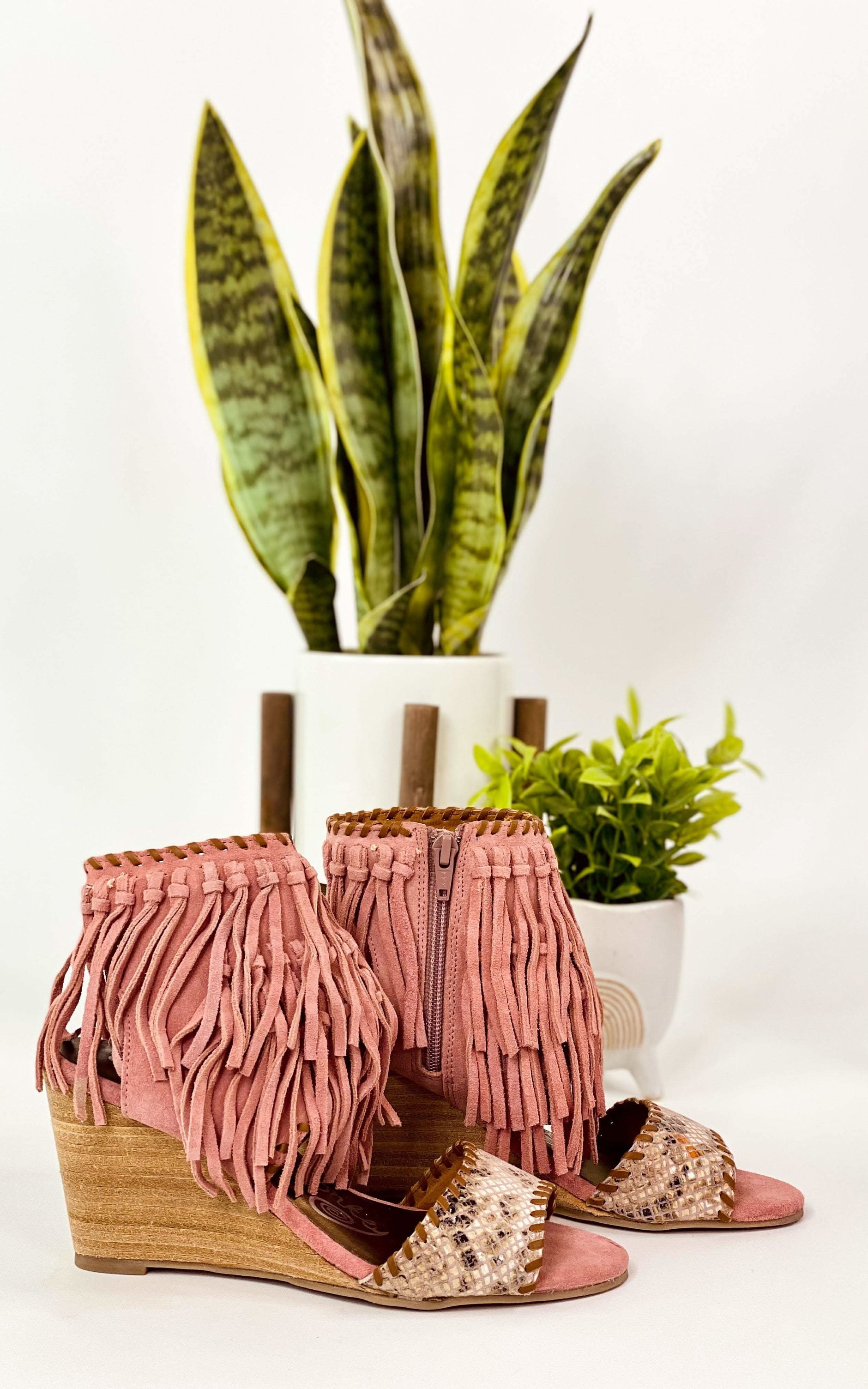 True Fringe Wedge in Blush - SwagglyLife Home & Fashion
